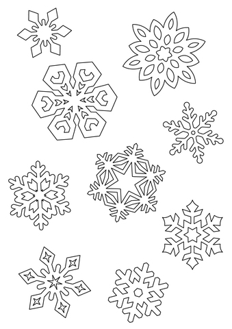 Mixed Snowflakes Coloring Page